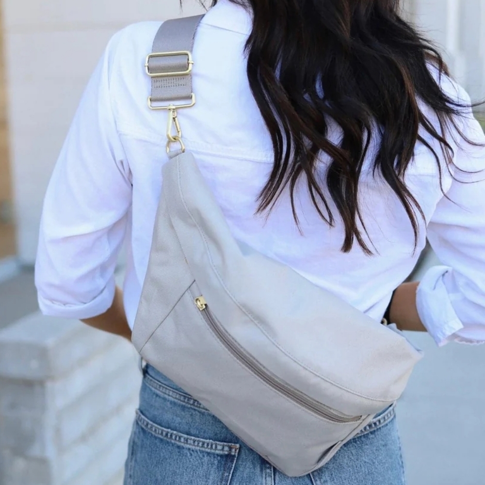 Canvelle oversized fanny pack sling bag  grey